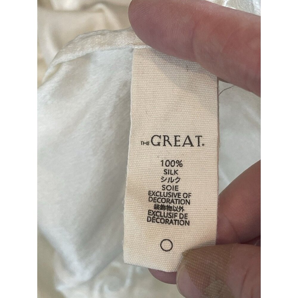 The Great Shirt Womens Size S Embroidered 3/4 Sleeve Silk Blouse Boho Sheer - Picture 8 of 11